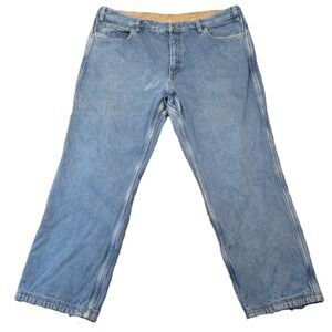 Duluth Trading Flannel Lined Jeans Men 42x30 Blue Denim Straight Rugged Workwear